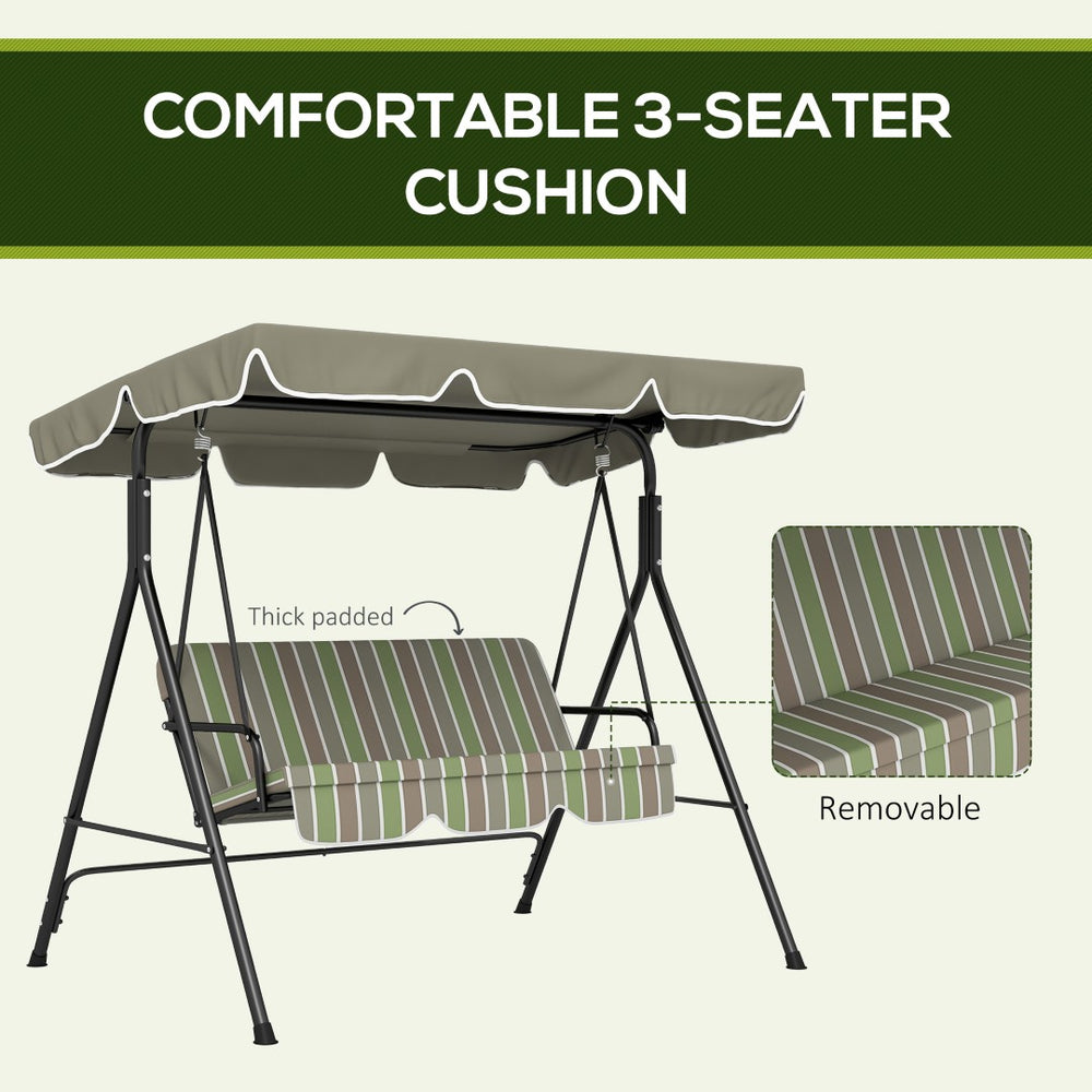 English Elm Outsunny 3 Person Porch Swing with Steel A-frame Uv Canopy and Cushioned Outdoor Seating W2225P200601