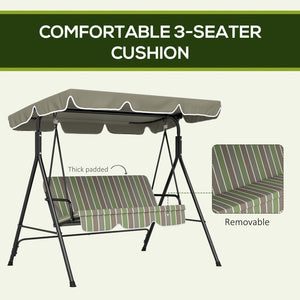 English Elm Outsunny 3 Person Porch Swing with Steel A-frame Uv Canopy and Cushioned Outdoor Seating W2225P200601