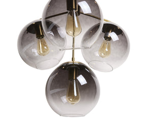 Sunpan Kamara Modern Chandelier with Clear and Grey Glass Shades – Elegant Cluster Design for Any Space Brass