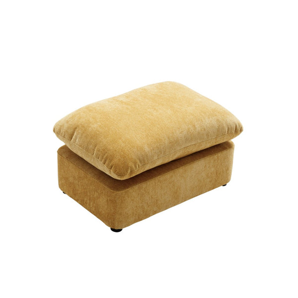 English Elm 360° 360 Swivel Oversized Chenille Armchair with Pocket Spring Seat and Three Throw Pillows Yellow W1361S00048