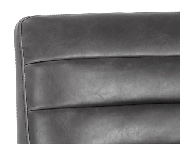 Sunpan Spyros Modern Barstool with Channel Tufting and Sleek Black Powder-Coated Steel Frame for Stylish Spaces Overcast Grey