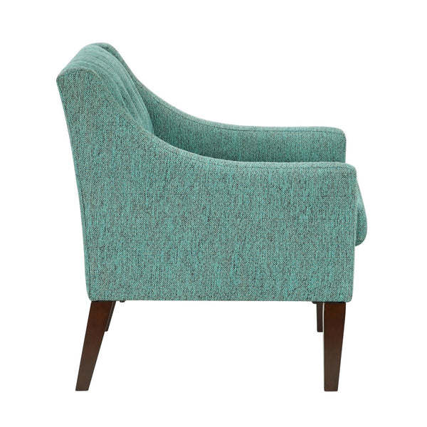English Elm Contemporary Button-Tufted Accent Chair with Plush Fabric, Curved Arms and Solid Wood Legs for Living Green 26.5 L x 28.5 W x 22.5 H B011P281836