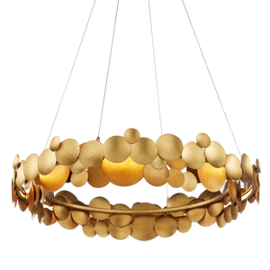 Lavengro Stunning Gold Leaf Chandelier - Modern Wrought Iron Design with LED & Adjustable Height