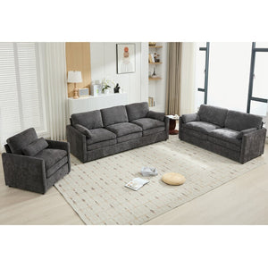 English Elm 101.2" Modular Chenille Sectional Sofa with Tufted Cushions and Deep Seating for Living Room Grey N719S001923E