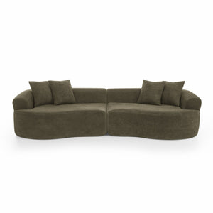 English Elm Modern Chenille Curved Sectional Sofa Cloud Silhouette Four Seat Living Room Couch W1413S00134