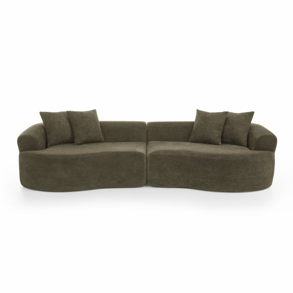 English Elm Modern Chenille Curved Sectional Sofa Cloud Silhouette Four Seat Living Room Couch W1413S00134