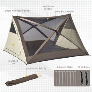English Elm Outsunny Pop up Tent for 3 Waterproof Instant Setup Beach Camping with Rainfly W2225P217037