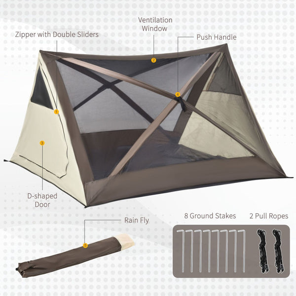 English Elm Outsunny Pop up Tent for 3 Waterproof Instant Setup Beach Camping with Rainfly W2225P217037