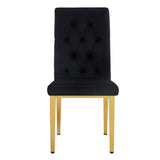 English Elm 4 Piece Dining Chairs.The Gold Metal Legs Complement The Black Velvet, Showcasing A Perfect Blend Of Modern and Classic Elements.Suitable For Various Occasions Such As Kitchens,Conference Rooms, Etc.