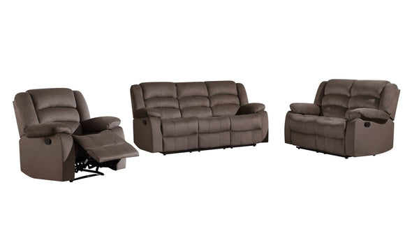 Homeroots Three Piece Indoor Brown Microsuede Six Person Seating Set Brown  329366