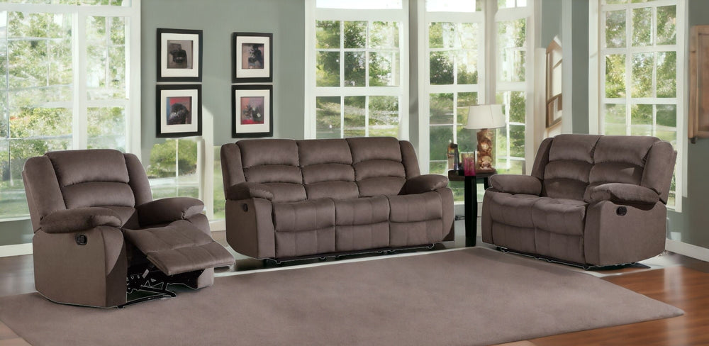Homeroots Three Piece Indoor Brown Microsuede Six Person Seating Set Brown  329366