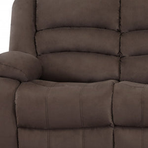 HomeRoots 40" Contemporary Brown Fabric Reclining Sofa - Stylish Comfort for Living Rooms, Dens & Offices 329367