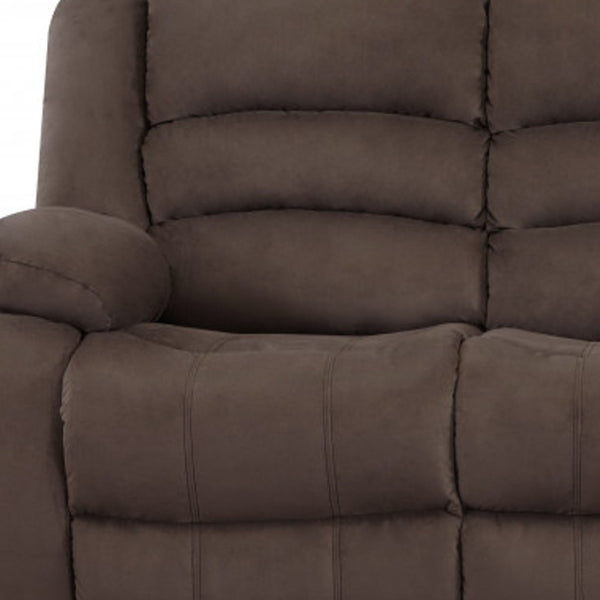HomeRoots 40" Contemporary Brown Fabric Reclining Sofa - Stylish Comfort for Living Rooms, Dens & Offices 329367