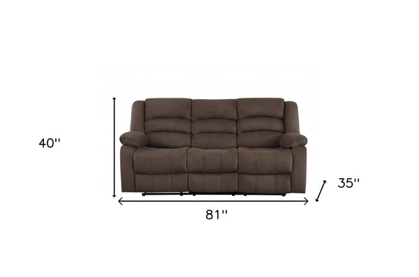 HomeRoots 40" Contemporary Brown Fabric Reclining Sofa - Stylish Comfort for Living Rooms, Dens & Offices 329367