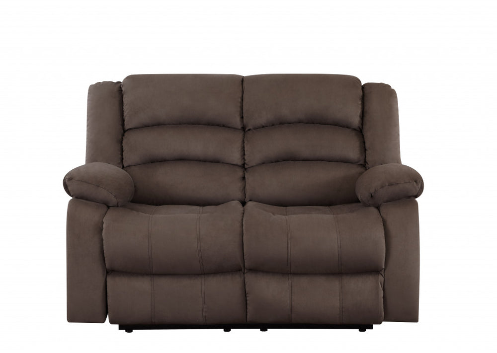 Homeroots 60" Brown Microfiber Manual Reclining Loveseat Brown  329368