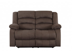 Homeroots 60" Brown Microfiber Manual Reclining Loveseat Brown  329368
