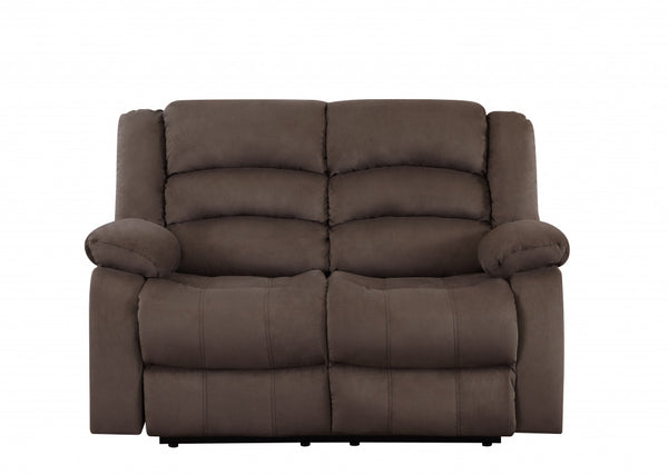 Homeroots 60" Brown Microfiber Manual Reclining Loveseat Brown  329368