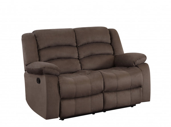 Homeroots 60" Brown Microfiber Manual Reclining Loveseat Brown  329368