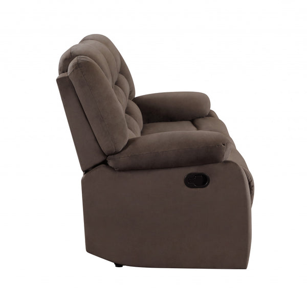 Homeroots 60" Brown Microfiber Manual Reclining Loveseat Brown  329368