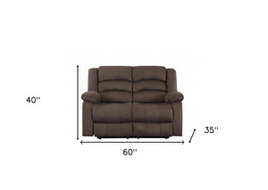 Homeroots 60" Brown Microfiber Manual Reclining Loveseat Brown  329368