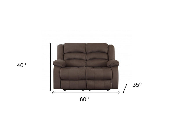 Homeroots 60" Brown Microfiber Manual Reclining Loveseat Brown  329368