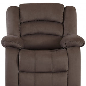 HomeRoots 40" Stylish Brown Fabric Recliner Chair - Contemporary Comfort with Glider Base & Easy Care Upholstery 329369
