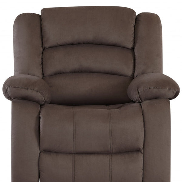 HomeRoots 40" Stylish Brown Fabric Recliner Chair - Contemporary Comfort with Glider Base & Easy Care Upholstery 329369