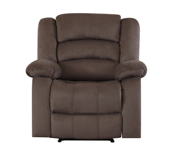 HomeRoots 40" Stylish Brown Fabric Recliner Chair - Contemporary Comfort with Glider Base & Easy Care Upholstery 329369