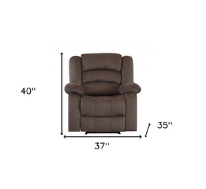 HomeRoots 40" Stylish Brown Fabric Recliner Chair - Contemporary Comfort with Glider Base & Easy Care Upholstery 329369