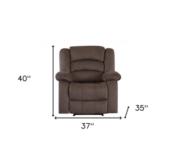 HomeRoots 40" Stylish Brown Fabric Recliner Chair - Contemporary Comfort with Glider Base & Easy Care Upholstery 329369