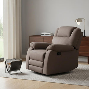 HomeRoots 40" Stylish Brown Fabric Recliner Chair - Contemporary Comfort with Glider Base & Easy Care Upholstery 329369