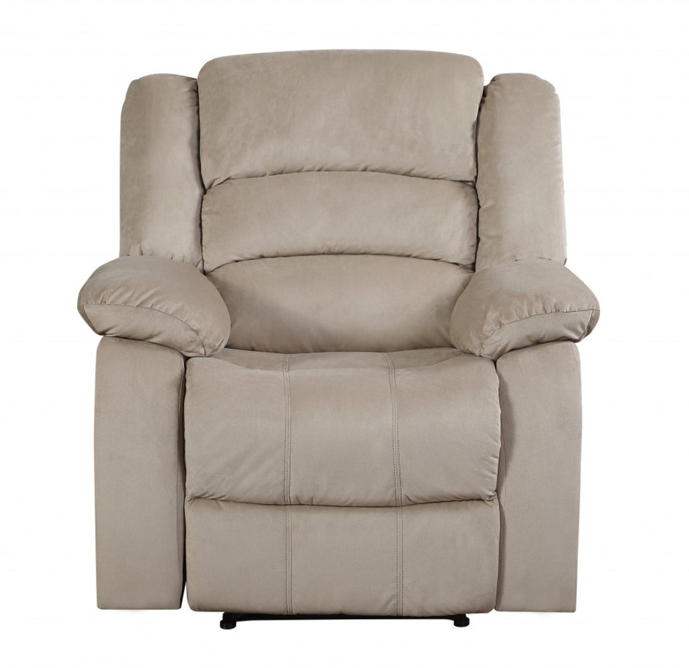 HomeRoots Three Piece Indoor Beige Microsuede Seating Set – Luxurious Comfort for Six, Reclining & Stylish Design 329370