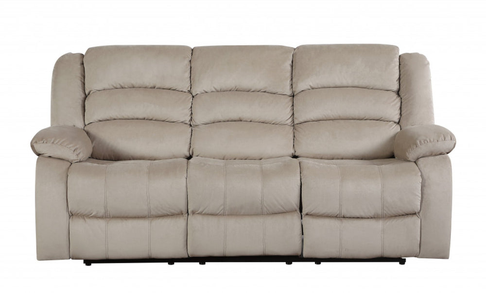 HomeRoots 40" Contemporary Recliner Sofa – Modern Beige Microfiber with Smooth Manual Recline for Ultimate Comfort 329371