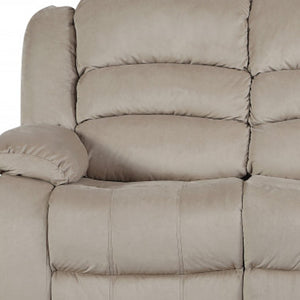 HomeRoots 40" Contemporary Recliner Sofa – Modern Beige Microfiber with Smooth Manual Recline for Ultimate Comfort 329371