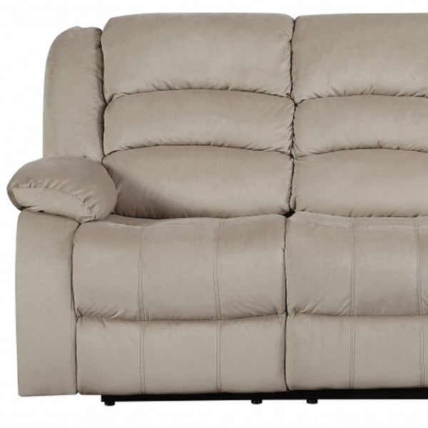 HomeRoots 40" Contemporary Recliner Sofa – Modern Beige Microfiber with Smooth Manual Recline for Ultimate Comfort 329371
