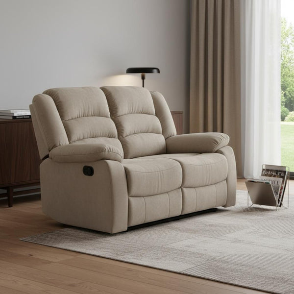 HomeRoots 40" Contemporary Recliner Sofa – Modern Beige Microfiber with Smooth Manual Recline for Ultimate Comfort 329371