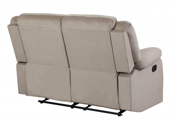 Homeroots 60" Beige Microfiber Manual Reclining Loveseat Beige  329372