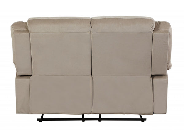 Homeroots 60" Beige Microfiber Manual Reclining Loveseat Beige  329372