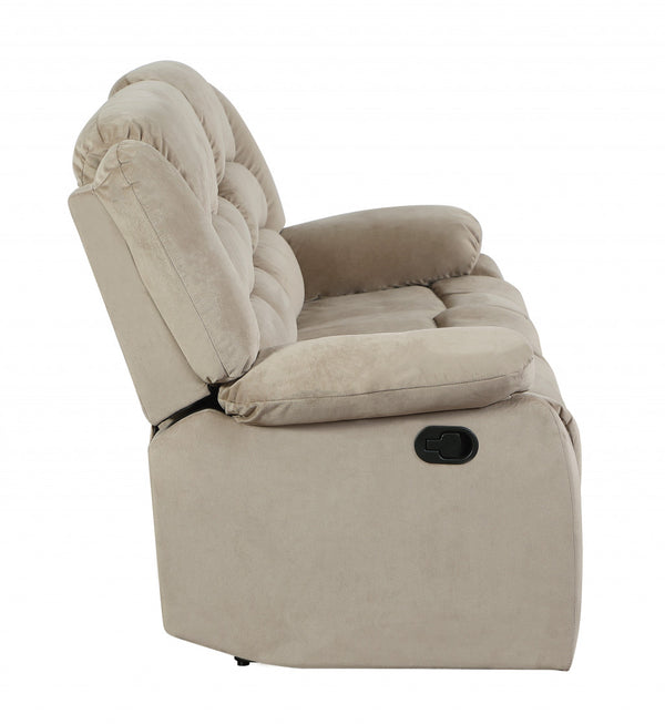Homeroots 60" Beige Microfiber Manual Reclining Loveseat Beige  329372