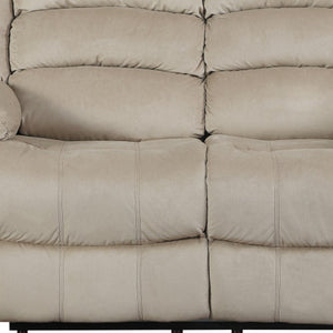 HomeRoots 60" Beige Microfiber Reclining Loveseat – Stylish Comfort for Two with Durable Design & Easy Care 329372