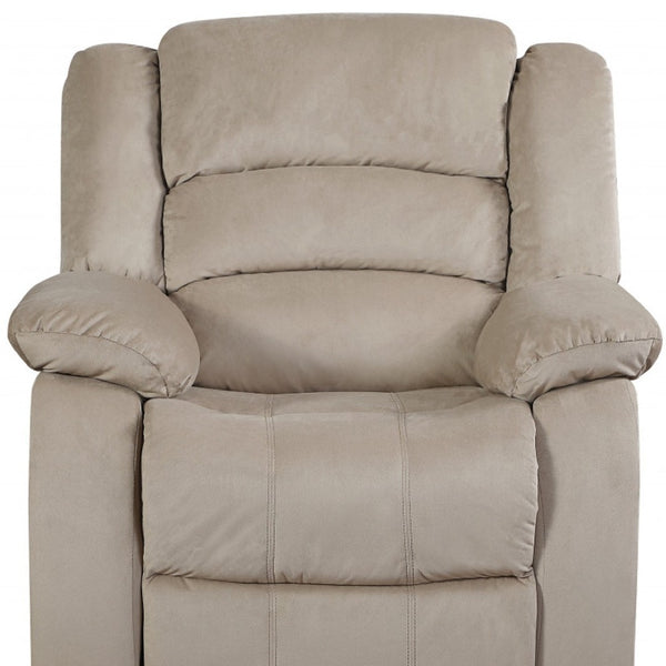 HomeRoots 40" Contemporary Beige Recliner Chair - Stylish Microfiber Comfort with Glider Motion for Relaxation 329373