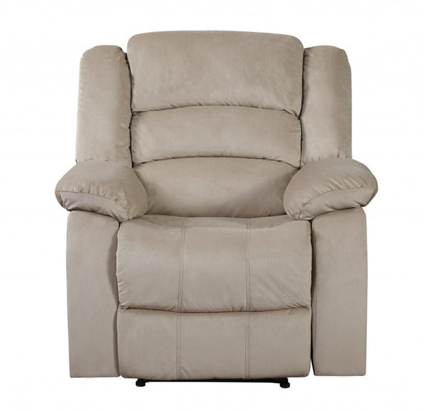 HomeRoots 40" Contemporary Beige Recliner Chair - Stylish Microfiber Comfort with Glider Motion for Relaxation 329373