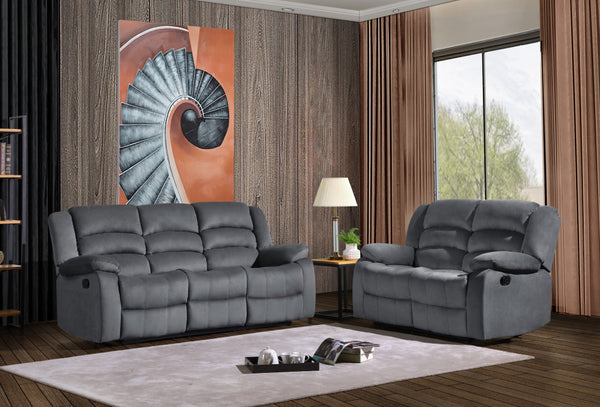 Homeroots Three Piece Indoor Gray Microsuede Six Person Seating Set Grey  329374