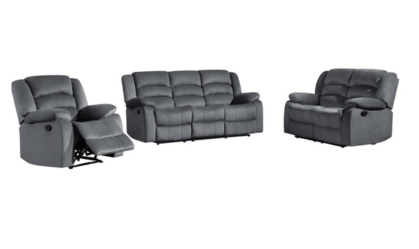 Homeroots Three Piece Indoor Gray Microsuede Six Person Seating Set Grey  329374
