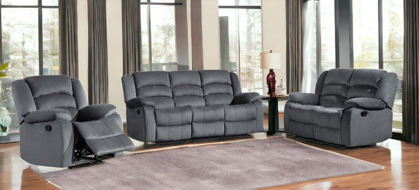 Homeroots Three Piece Indoor Gray Microsuede Six Person Seating Set Grey  329374