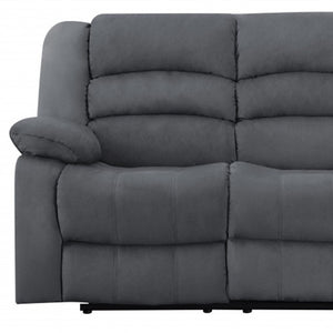HomeRoots 40" Stylish Grey Reclining Sofa - Modern Microfiber Upholstery & Comfortable Glider Design for Home 329375