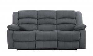 HomeRoots 40" Stylish Grey Reclining Sofa - Modern Microfiber Upholstery & Comfortable Glider Design for Home 329375