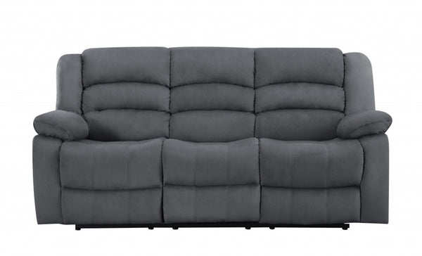 HomeRoots 40" Stylish Grey Reclining Sofa - Modern Microfiber Upholstery & Comfortable Glider Design for Home 329375