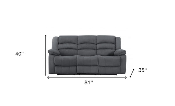 HomeRoots 40" Stylish Grey Reclining Sofa - Modern Microfiber Upholstery & Comfortable Glider Design for Home 329375