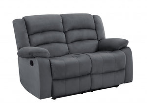 Homeroots 60" Gray Microfiber Manual Reclining Loveseat Grey  329376